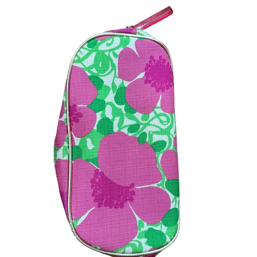 Lilly Pulitzer Estee Lauder Cosmetic Bag Floral Print‎ Pink And Green Makeup Bag